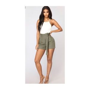 Olive Linen shorts